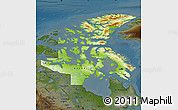 Physical Map of Nunavut, darken