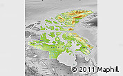 Physical Map of Nunavut, desaturated
