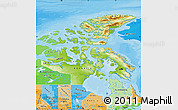 Physical Map of Nunavut, political shades outside