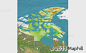 Physical Map of Nunavut, satellite outside