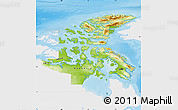 Physical Map of Nunavut, single color outside