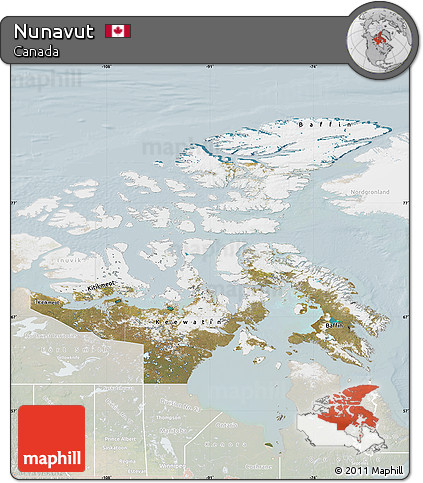 Satellite Map of Nunavut, lighten
