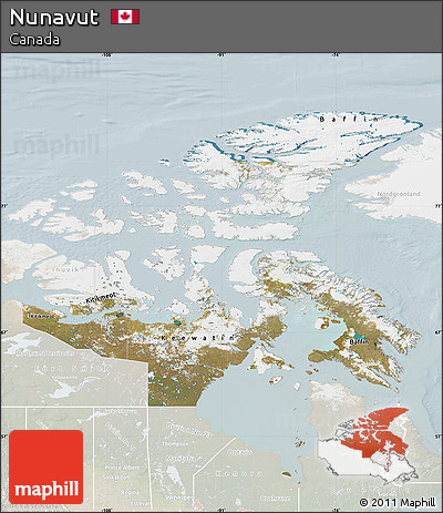 Satellite Map of Nunavut, lighten