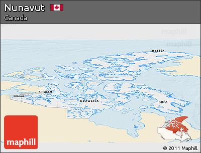 Classic Style Panoramic Map of Nunavut, single color outside