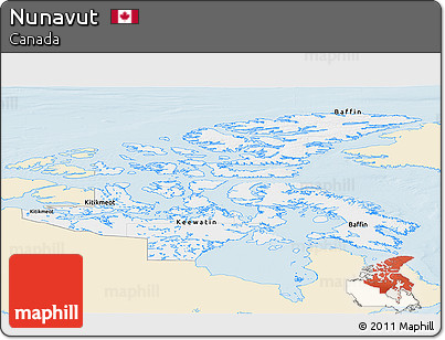 Classic Style Panoramic Map of Nunavut, single color outside