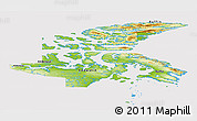 Physical Panoramic Map of Nunavut, cropped outside