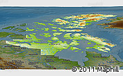 Physical Panoramic Map of Nunavut, darken
