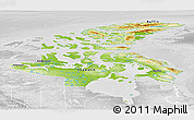 Physical Panoramic Map of Nunavut, lighten, desaturated