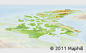 Physical Panoramic Map of Nunavut, lighten