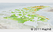 Physical Panoramic Map of Nunavut, lighten, semi-desaturated