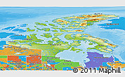 Physical Panoramic Map of Nunavut, political outside