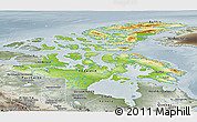 Physical Panoramic Map of Nunavut, semi-desaturated