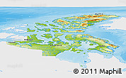 Physical Panoramic Map of Nunavut, single color outside
