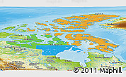 Political Panoramic Map of Nunavut, physical outside