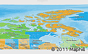 Political Panoramic Map of Nunavut, political shades outside