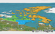 Political Panoramic Map of Nunavut, satellite outside