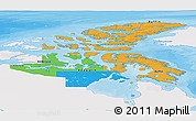 Political Panoramic Map of Nunavut, single color outside