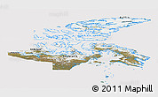 Satellite Panoramic Map of Nunavut, cropped outside