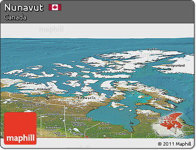 Satellite Panoramic Map of Nunavut