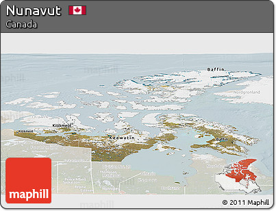 Satellite Panoramic Map of Nunavut, lighten