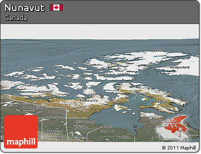 Satellite Panoramic Map of Nunavut, semi-desaturated