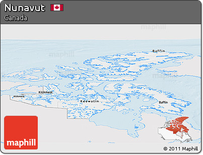 Silver Style Panoramic Map of Nunavut, single color outside