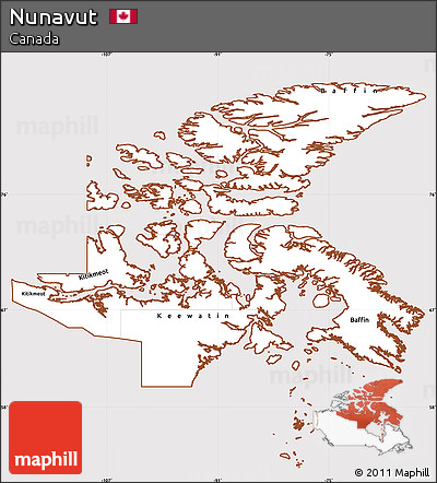Classic Style Simple Map of Nunavut, cropped outside