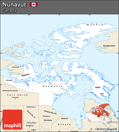 Classic Style Simple Map of Nunavut