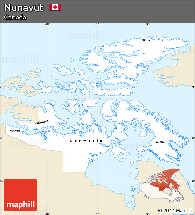 Classic Style Simple Map of Nunavut, single color outside
