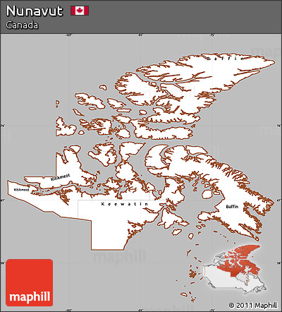 Gray Simple Map of Nunavut, cropped outside