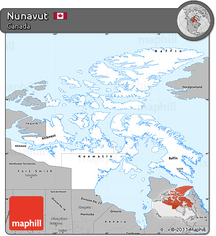 Gray Simple Map of Nunavut