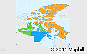 Political Simple Map of Nunavut, single color outside