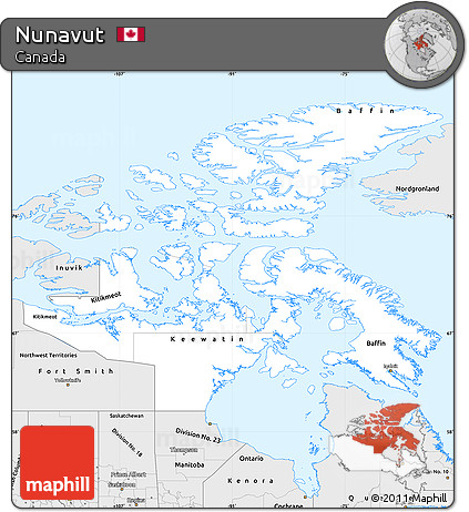 Silver Style Simple Map of Nunavut