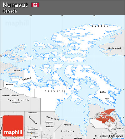 Silver Style Simple Map of Nunavut