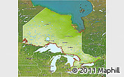 Physical 3D Map of Ontario, satellite outside