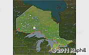 Satellite 3D Map of Ontario, darken