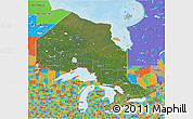 Satellite 3D Map of Ontario, political outside