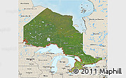 Satellite 3D Map of Ontario, shaded relief outside