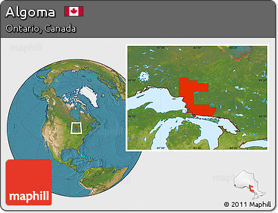 Satellite Location Map of Algoma