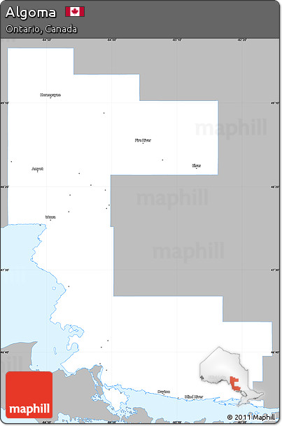 Gray Simple Map of Algoma, single color outside