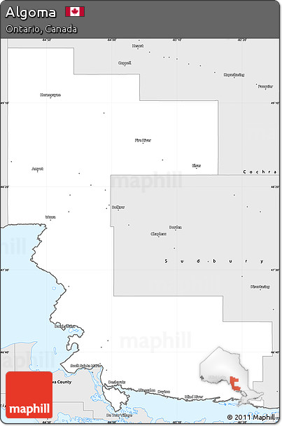 Silver Style Simple Map of Algoma