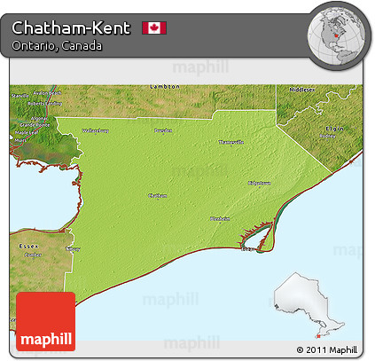Physical 3D Map of Chatham-Kent, satellite outside