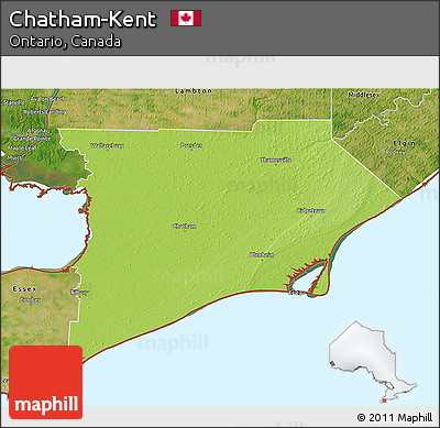 Physical 3D Map of Chatham-Kent, satellite outside
