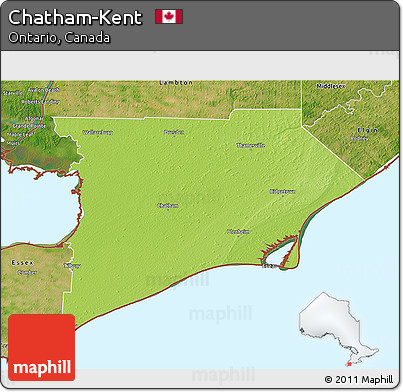 Physical 3D Map of Chatham-Kent, satellite outside
