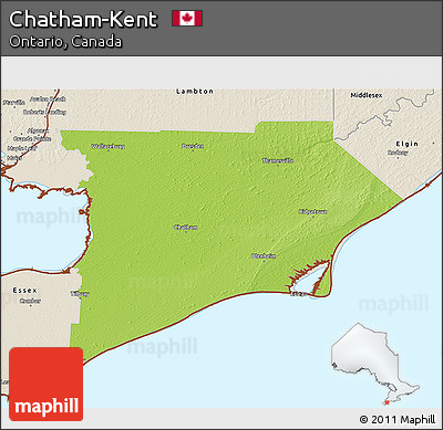 Physical 3D Map of Chatham-Kent, shaded relief outside