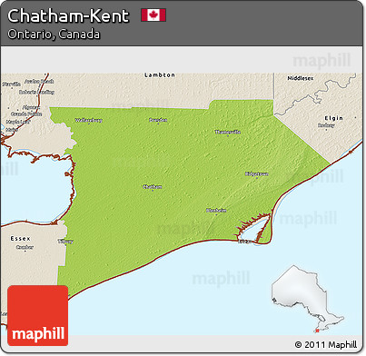 Physical 3D Map of Chatham-Kent, shaded relief outside
