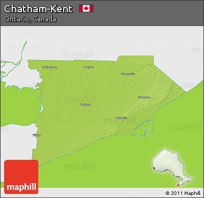 Physical 3D Map of Chatham-Kent, single color outside