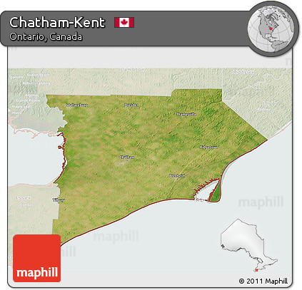 Satellite 3D Map of Chatham-Kent, lighten