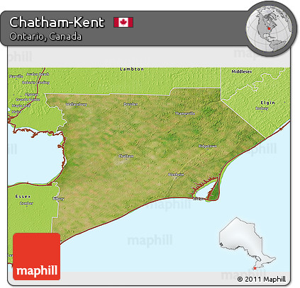 Satellite 3D Map of Chatham-Kent, physical outside
