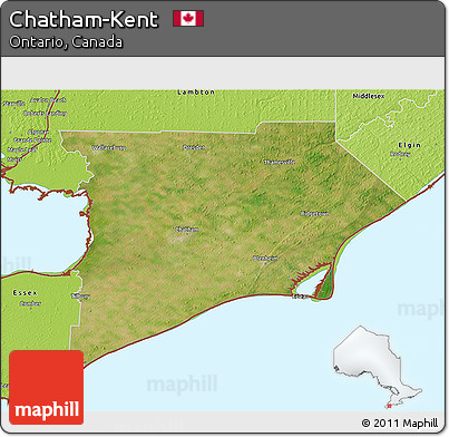 Satellite 3D Map of Chatham-Kent, physical outside